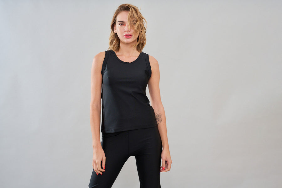 Polera Sin Mangas Bosque Negra