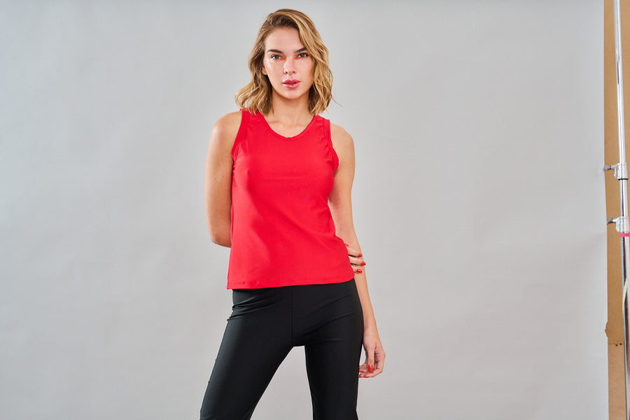 Polera Sin Mangas Bosque Roja