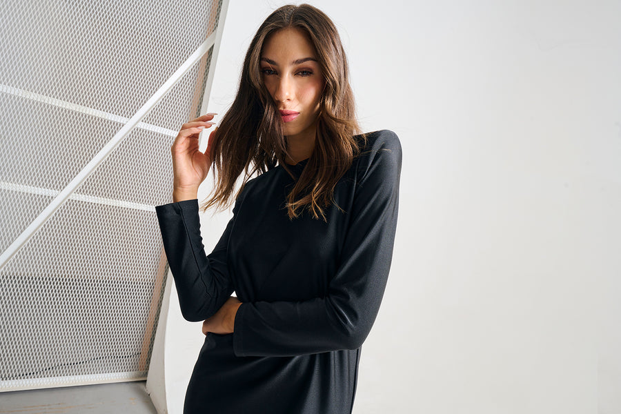 Vestido Manga Larga Páramo Negro